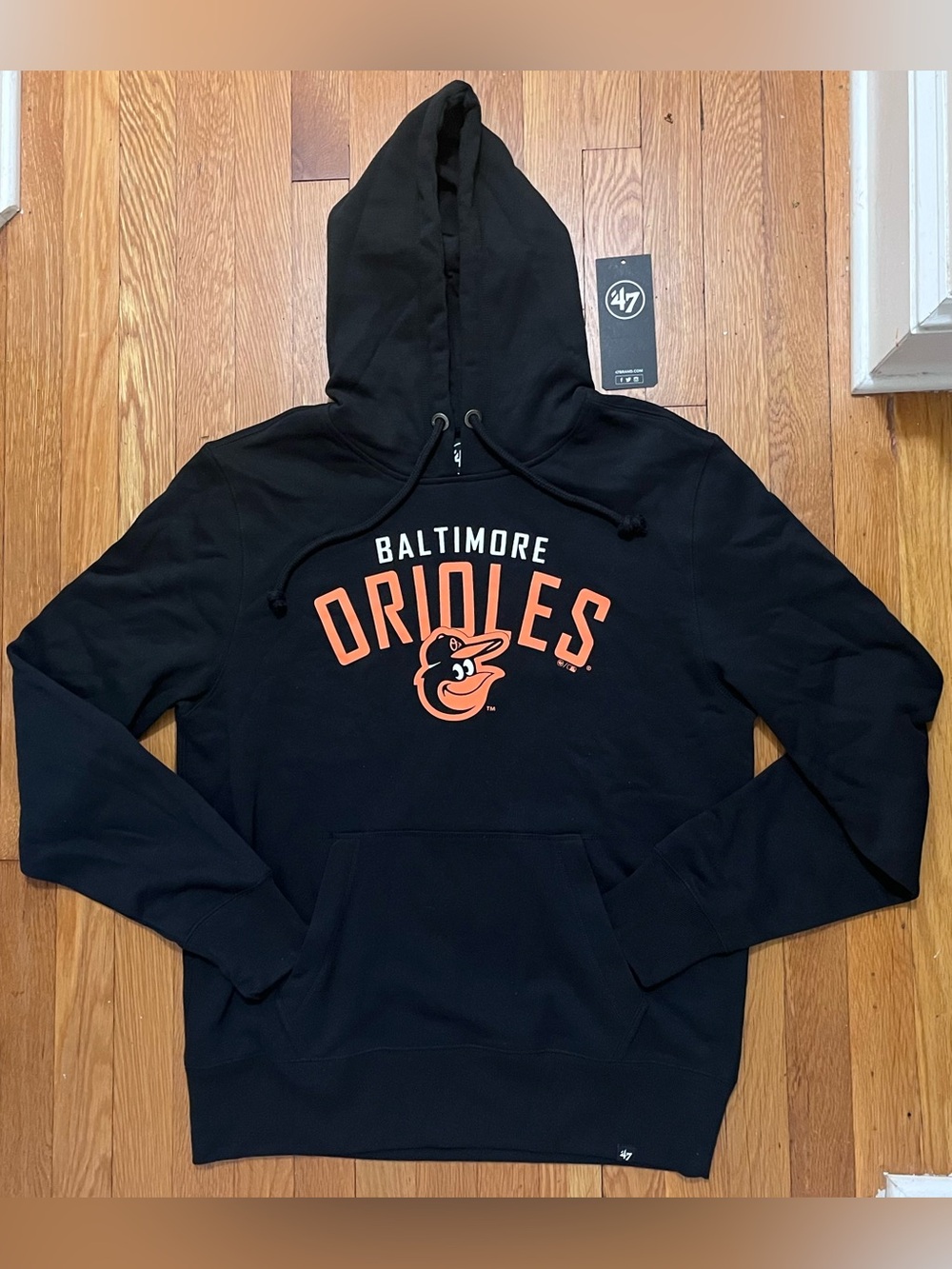 Baltimore Orioles ‘47 MLB Baseball Black Pullover Hoodie Men’s M Medium New